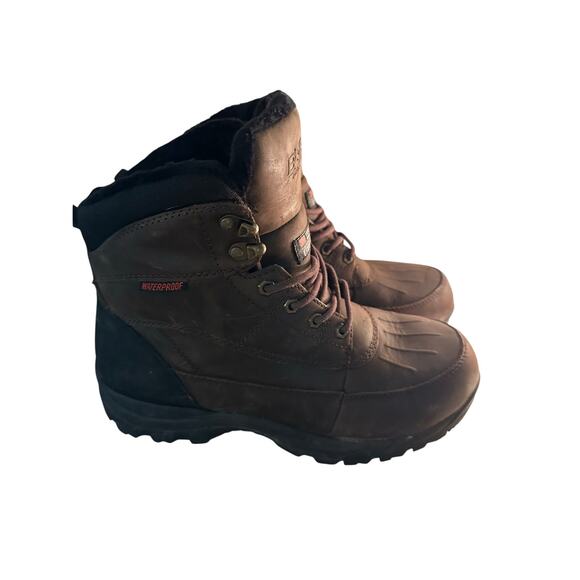 B&B by Sofimoc brown leather waterproof winter boots 3M faux fur lining Size 11